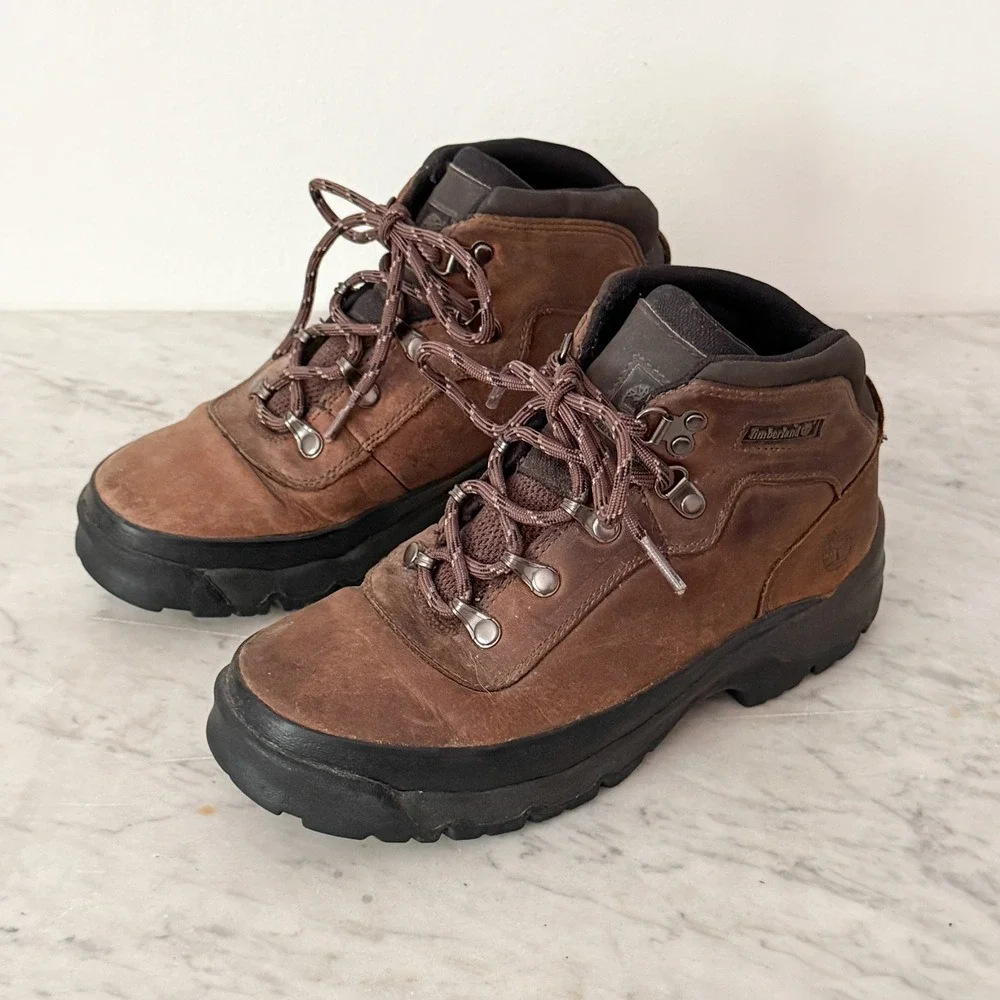 Timberland Hiking Boots Waterproof Leather Trail 95930 Size 6 Brown Mid Top